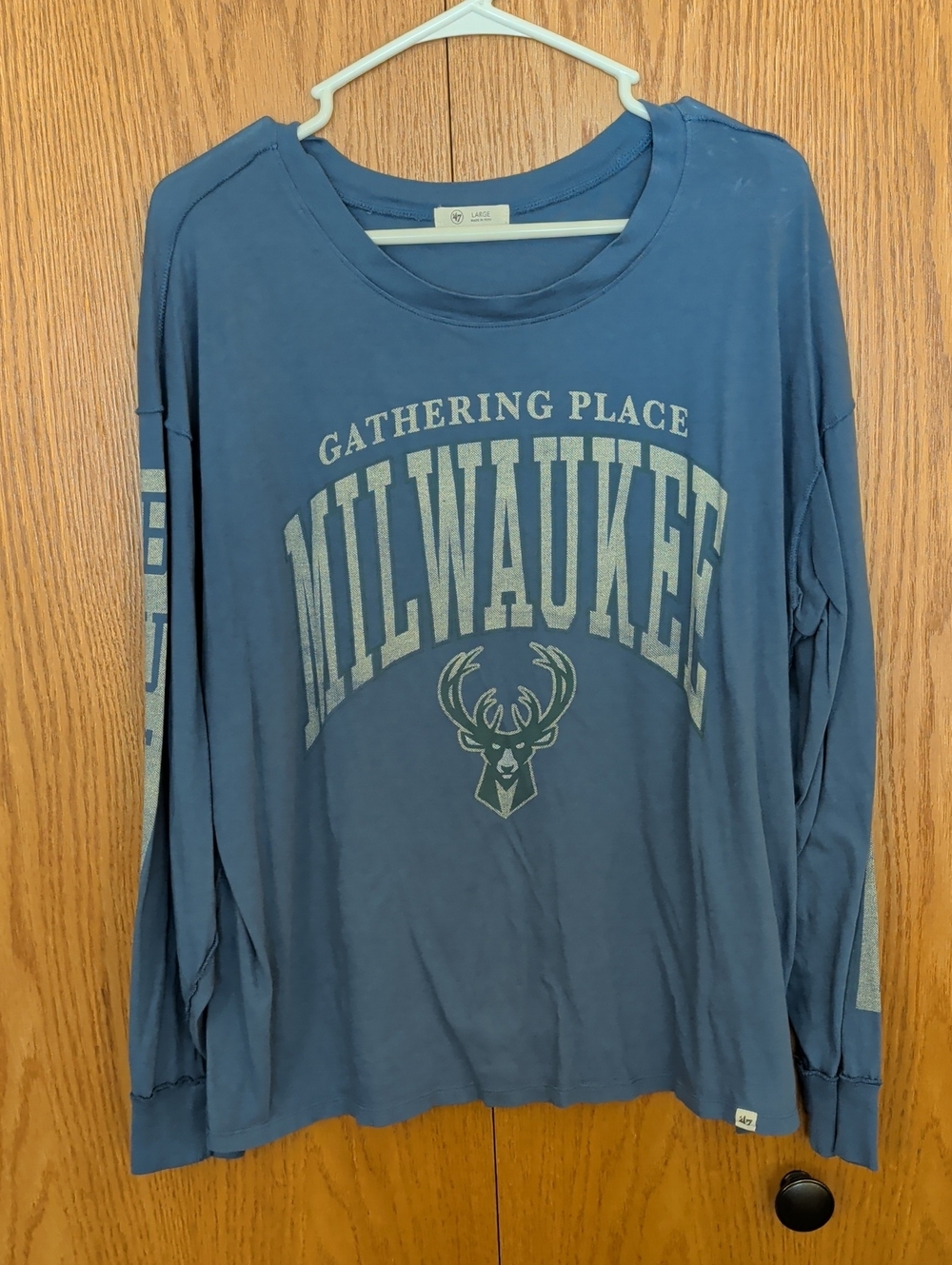 47 Brand Milwaukee Long-Sleeve Tee in Dusty Blue